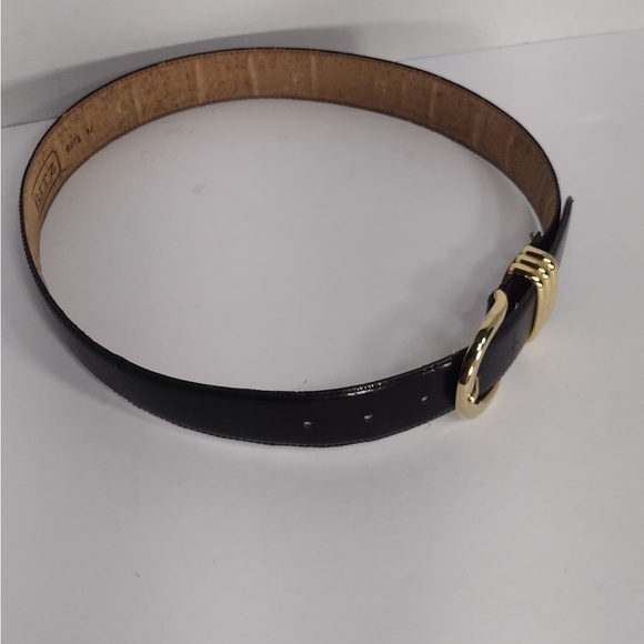 Ritz Elegant Black Leather Belt with Gold Buckle pre owned Exellent cond 27.5 main image 10